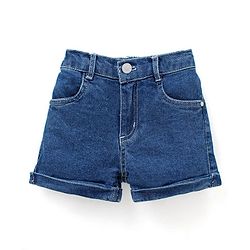 Babyhug 100% Cotton Cold Shoulder Sleeves Top & Shorts Set Floral Print- Blue & White