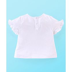 Babyhug 100% Cotton Knit Half Sleeves Top & Denim Shorts Set Argyle Embroidery - Blue & White