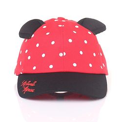 Babyhug Cotton Disney Minnie Mouse Embroidery Baseball Cap Red - Circumference 50 cm