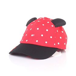 Babyhug Cotton Disney Minnie Mouse Embroidery Baseball Cap Red - Circumference 50 cm
