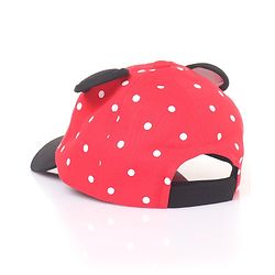 Babyhug Cotton Disney Minnie Mouse Embroidery Baseball Cap Red - Circumference 50 cm