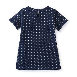 Babyhug Half Sleeves Nighty With Polka Dots & Rainbow Print - Navy Blue