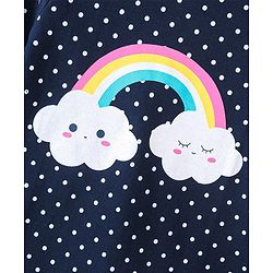 Babyhug Half Sleeves Nighty With Polka Dots & Rainbow Print - Navy Blue