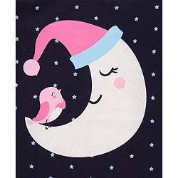 Babyhug Cotton Knit Half Sleeves Night Gown with Star Print - Navy Blue
