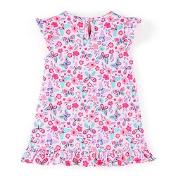 Babyhug Cotton Knit Short Sleeves Nighty Butterfly  Printed  - Pink
