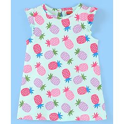 Babyhug Cotton Knit Short Sleeves Nighty Pineapple  Printed  - Blue