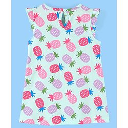 Babyhug Cotton Knit Short Sleeves Nighty Pineapple  Printed  - Blue