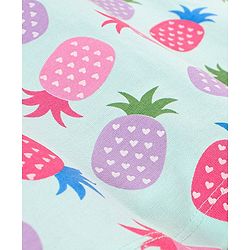 Babyhug Cotton Knit Short Sleeves Nighty Pineapple  Printed  - Blue
