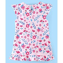 Babyhug Cotton Knit Half Sleeves Nighty Floral Print - Pink