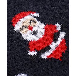 Babyhug 100% Cotton Full Sleeves Winter Wear Romper With Santa Claus Print - Navy Blue & Red