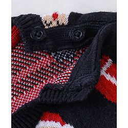 Babyhug 100% Cotton Full Sleeves Winter Wear Romper With Santa Claus Print - Navy Blue & Red