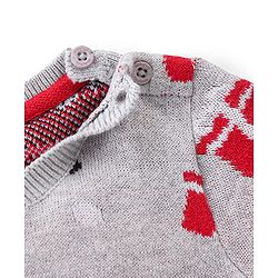 Babyhug 100% Cotton Full Sleeves Winter Wear With Romper Santa Claus Print - Grey & Red