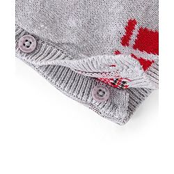 Babyhug 100% Cotton Full Sleeves Winter Wear With Romper Santa Claus Print - Grey & Red