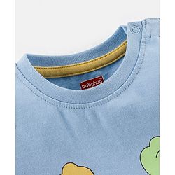 Babyhug Cotton Knit Half Sleeves T-Shirt Dino Print - Blue