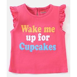 Babyhug Cotton Knit Cap Sleeves Capri Night Suit Text & Polka Dots Print - Pink