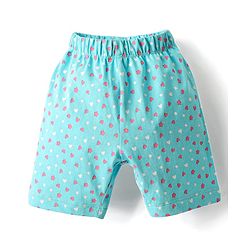 Babyhug Cotton Half Sleeves Capri Night Suit Hearts & Unicorn Print- Blue & Pink