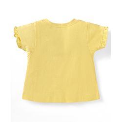 Babyhug Cotton Half Sleeves Capri Night Suit Kitty & Dot Print- Yellow & Pink