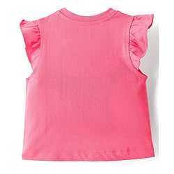 Babyhug Cotton Knit Frill Sleeves Night Suit Floral Print - Pink & Navy