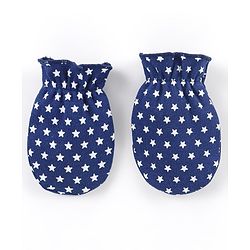 Babyhug 100% Cotton Mittens Panda Printed  & Stripes Pack of 3 - Blue & White