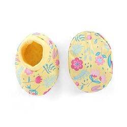 Babyhug 100% Cotton Knit Mittens & Booties Set Floral Print - Yellow