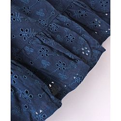Babyhug 100% Cotton Knit Sleeveless Frock with Floral Embroidery - Navy Blue