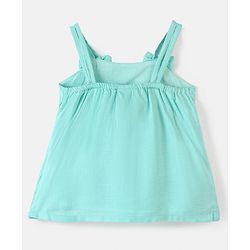 Babyhug 100% Rayon Woven Sleeveless Top with Embroidery and Bow Detailing Floral Print - Green