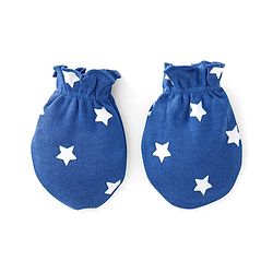 Babyhug 100% Cotton Star print Mittens & Booties  - Blue