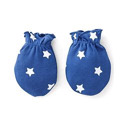 Babyhug 100% Cotton Star print Mittens & Booties  - Blue