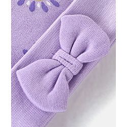 Babyhug 100% Cotton Cap Floral Printed with Bow Applique - Purple