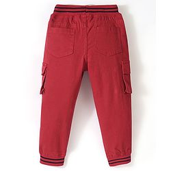 Babyhug Cotton Spandex Full Length Jogger - Red