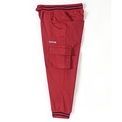 Babyhug Cotton Spandex Full Length Jogger - Red