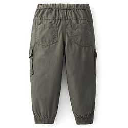 Babyhug Cotton Woven Full Length Solid Trouser - Olive Grey