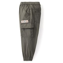 Babyhug Cotton Woven Full Length Solid Trouser - Olive Grey