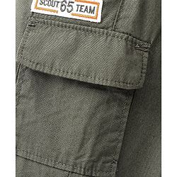 Babyhug Cotton Woven Full Length Solid Trouser - Olive Grey