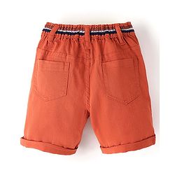 Babyhug Cotton Spandex Knee Length Stretchable Shorts Solid Colour - Orange