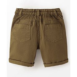 Babyhug Cotton Spandex Knee Length Stretchable Shorts Varsity B Team Patch - Khaki