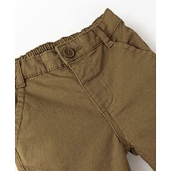 Babyhug Cotton Spandex Knee Length Stretchable Shorts Varsity B Team Patch - Khaki