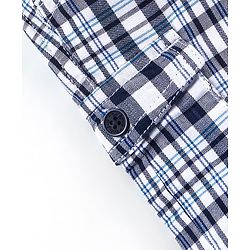 Babyhug 100% Cotton Woven Knee Length Checked Stretchable Bermuda - Blue