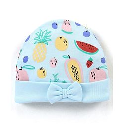 Babyhug 100% Cotton Cap Fruit Printed with Bow Applique - Blue