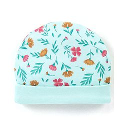 Babyhug 100% Cotton Cap Floral Printed with Bow Applique - Blue