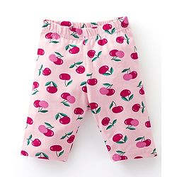 Babyhug Cotton Knit Three Fourth Leggings Polka Dots & Cherry Print Pack of 3 - Pink & Black