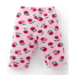 Babyhug Cotton Knit Three Fourth Leggings Polka Dots & Cherry Print Pack of 3 - Pink & Black