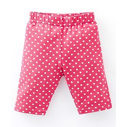 Babyhug Cotton Knit Three Fourth Leggings Polka Dots & Cherry Print Pack of 3 - Pink & Black