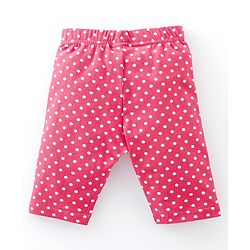 Babyhug Cotton Knit Three Fourth Leggings Polka Dots & Cherry Print Pack of 3 - Pink & Black