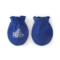Babyhug 100% Cotton Cap Mittens & Text Print Navy Blue- Diameter 10 cm