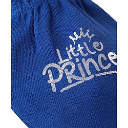 Babyhug 100% Cotton Cap Mittens & Text Print Navy Blue- Diameter 10 cm
