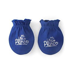 Babyhug 100% Cotton Cap Mittens & Text Print Navy Blue- Diameter 10 cm