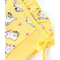 Babyhug 100% Cotton Cap Kitty & Floral Print Pack Of 2 Pink & Yellow - Diameter 12.5