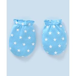 Babyhug 100% Cotton Star Print Mittens Pack of 5 - White Orange & Blue