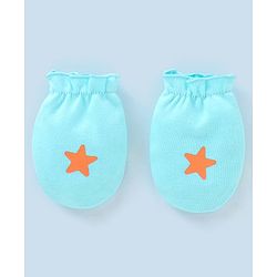 Babyhug 100% Cotton Star Print Mittens Pack of 5 - White Orange & Blue
